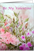 Valentine Pink Flowers Watercolor Painting card