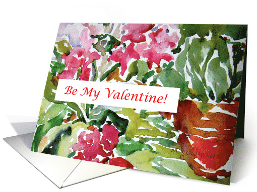 Valentine Red Peonies Flowers Watercolor Painting card (1558524)