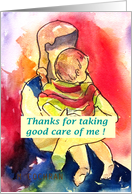 Child Hug Thank You for Taking Care of Me Watercolor Painting card