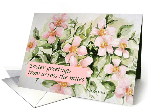 Easter Greetings Across the Miles Pink Dogwood Watercolor... (1559818)