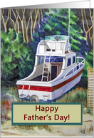 Happy Father’s Day Fishing Boat Watercolor Painting card