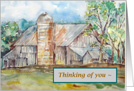 Thinking Of You Pastel Barn Watercolor Painting card