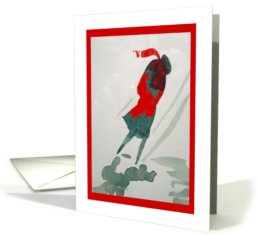 Winter Walk in a Red Scarf Seasons Greetings card (1725030)