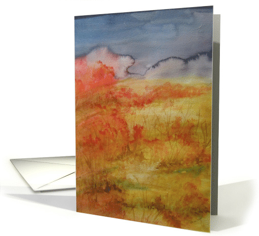 Seize The Day Encouragement Fiery Field watercolor landscape card