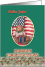 Patriotic Xmas Teddy Bear, Personalize Name & message card