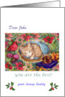 Merry Xmas with Illustrated Kitten, personalize name card