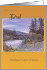 Father’s Day illustrated Deer & Cabin in the Woods card