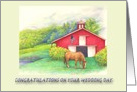 Wedding Congratulations for Goddaughter Horse & Red Barn card