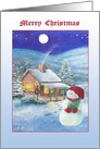 Merry Christmas from New Home Snowman Cottage card