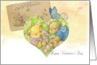 Vintage Valentine Illustrated Teddy Bears for Daughter card
