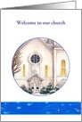 Welcome Illustrated Winter Church card