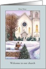Welcome illustrated Winter Church card