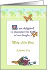 Baby Girl Announcement Custom Front Florals card