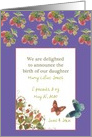 Custom Baby Girl Announcement Summer Strawberry card