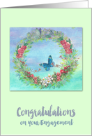 Same Sex Engagement Illustrated Wreath card