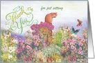 Thank You pet sitter cat in garden card