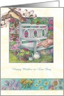 Mother in Law Illustrated Cat in Garden card