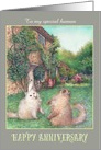 Happy Anniversary from Cats in garden card