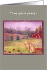 Happy Anniversary from Pup & Kitten Red Barn card
