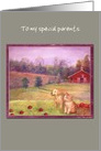 Happy Anniversary from Pup & Kitten Red Barn card