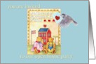 Open House Party Invitation, with Cozy Teddy Bears & Cottage card