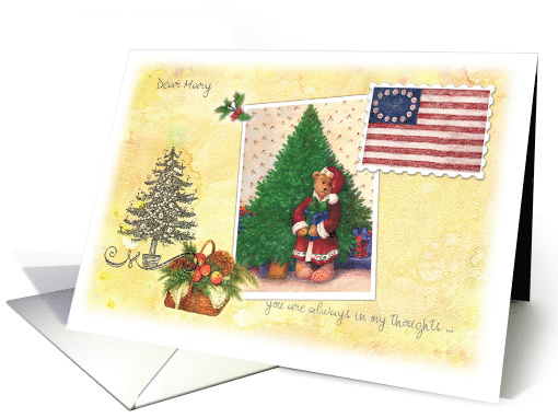 Patriotic Xmas Teddy Bear, Name Specific card (1001141)