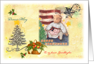 Patriotic Xmas Teddy Bear, Granddaughter Custom Front card