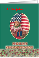 Patriotic Xmas Teddy Bear, Personalize Name & message card