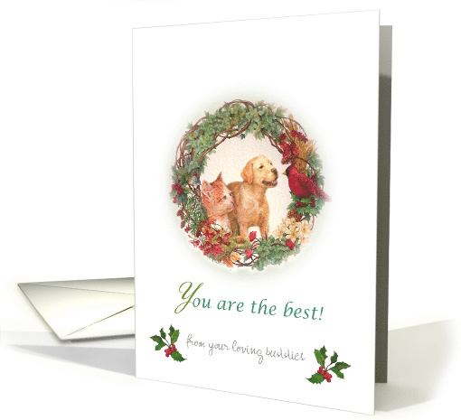 Christmas from puppy & kitten , with personalize name card (1009679)