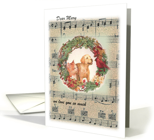 Merry Xmas from puppy & kitten , with personalize name card (1009685)