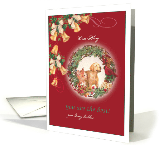 Merry Xmas from Puppy & Kitten , with Personalize Name card (1010117)