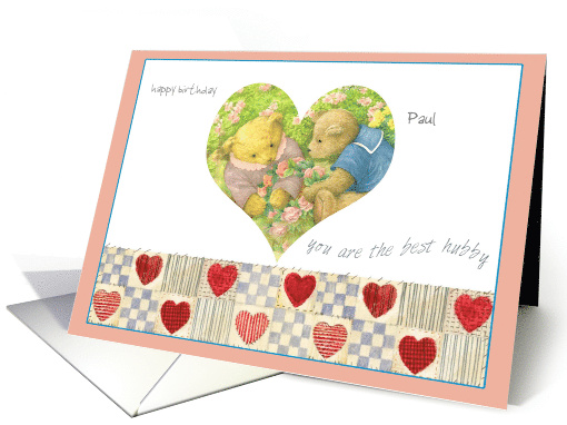 Teddy Bears Birthday Valentine for Husband with Hearts card (1016523)
