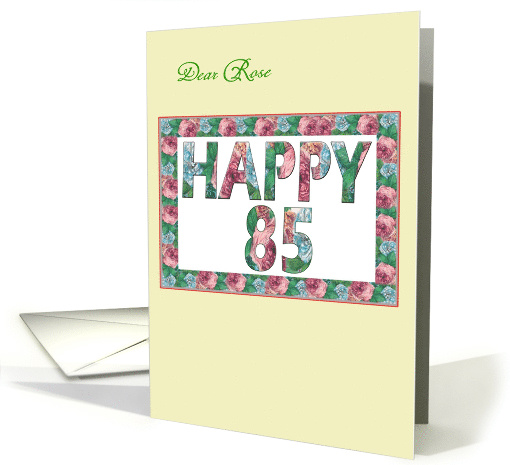 85 birthday for sister in law, illustrated roses card (1021277)