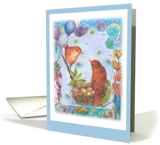 New Birth Illustrated Congratulations, for Godson and Wife card