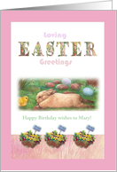 Name Specific illustrated Birthday with Easter Bunny card
