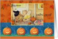 Trick or Treat Pair of Teddy Bears and Pumpkins card