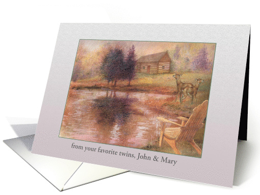 Father's Day Illustrated Cabin by the Pond card (1157436)