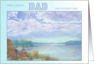 To Dad From Twins, father’s day illustrated lake & perfect day card