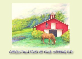 Wedding Congratulations for Goddaughter Horse & Red Barn