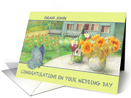 Wedding Congratulations for Son Sunflower Name Specific card (1190718)