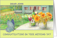 Wedding Congratulations for Son Sunflower Name Specific card