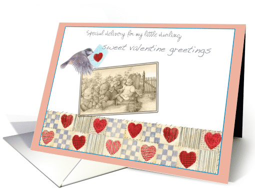 Vintage Valentine Illustrated Hearts for Granddaughter card (1211348)