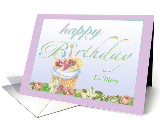 Custom Name Illustrated Cupcake Birthday card (1225780)