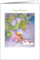 Birthday for Babysitter Flower Fairy & Bunny card