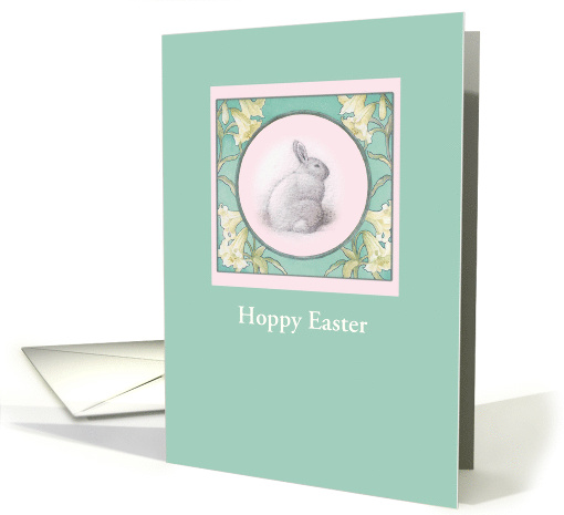 Hoppy Easter Whimsical Bunny Art Deco card (1246388)
