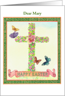Name Specific Religious Cross Illustrated Butterfly card