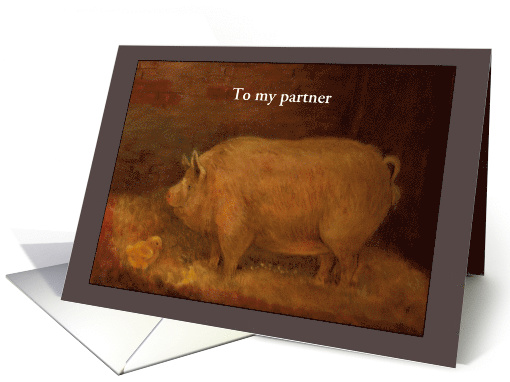 Gay Lesbian Whimsical Piggy with Chick card (1254414)