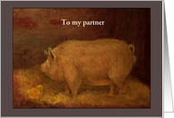 Gay Lesbian Whimsical Piggy with Chick card