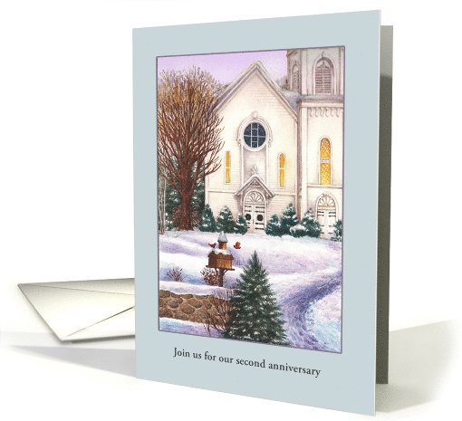 Illustrated Snow Cover Church Anniversary Invite card (1255428)