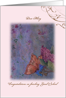 Congratulations Sister Masters Degree Lilac Illustration Custom card